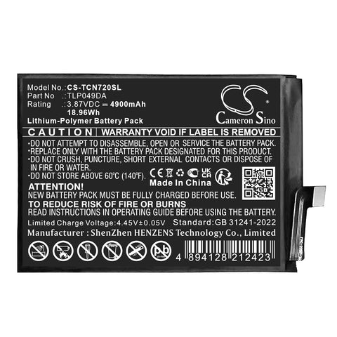 TCL NXTPAPER 5G Battery 3.87V 4900mAh Li-Polymer - Compatible Replacement