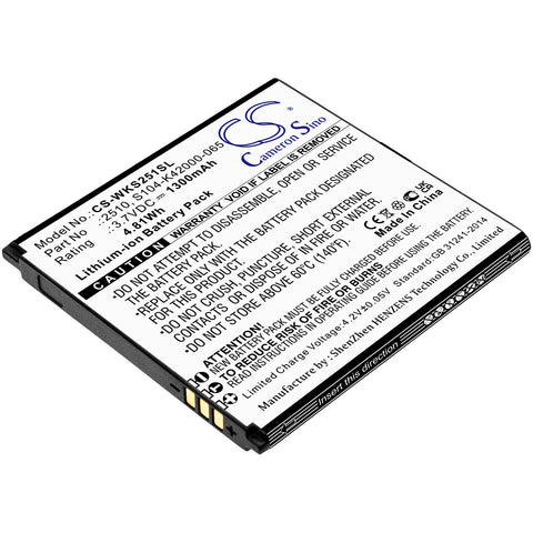 Wiko Sunny 2 Battery 3.7V 1300mAh Li-Ion - Compatible Replacement
