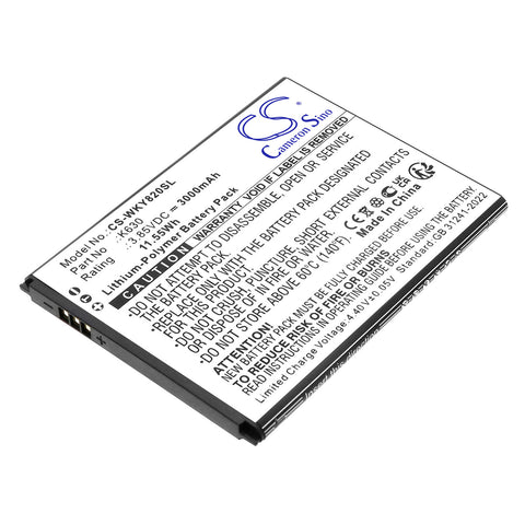 Wiko Y82 Battery 3.85V 3000mAh Li-Polymer - Compatible Replacement