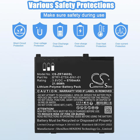 Zebra ET55 8-Inch Battery 3.8V 5700mAh - Compatible Replacement