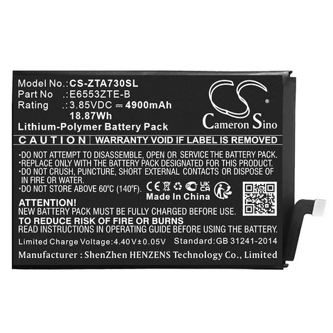 ZTE Blade A73 4G Battery 3.85V 4900mAh - Compatible Replacement