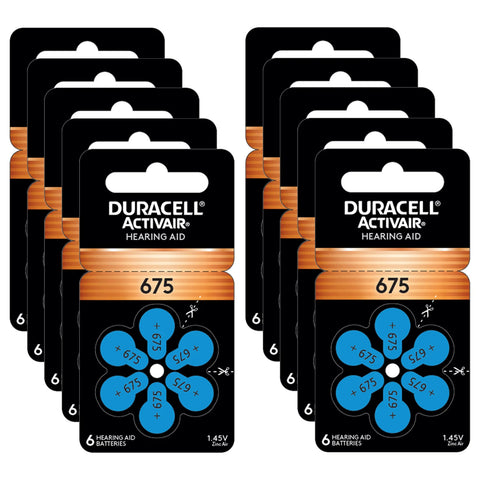 Duracell Size 675 Hearing Aid Batteries - DA675B6 EasyTab - 60 Battery Box