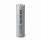 Rendered illustration of EVE 35V PRO protected button-top 18650 battery, 3500mAh 3.6V; actual appearance may vary