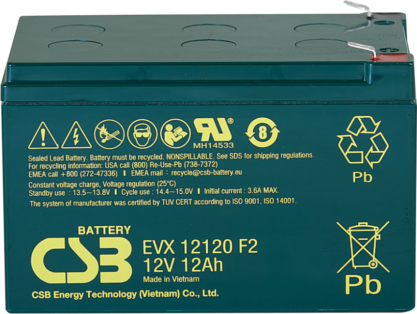 CSB EVX 12120 F2 Battery - 12 Volt 12 Amp Hour - .250