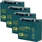 CSB EVX 12200 Battery - 12 Volt 20 Amp Hour - Recessed Nut & Bolt Terminals - 4 Pieces