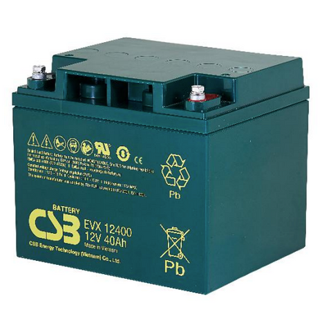 CSB EVX 12400 Battery - 12 Volt 40 Amp Hour - Recessed Nut & Bolt Terminals