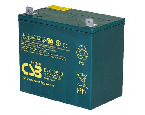 CSB EVX 12520 Battery - 12 Volt 52 Amp Hour - Nut & Bolt Terminals