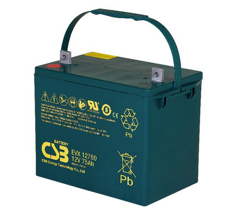 CSB EVX 12750 Battery - 12 Volt 75 Amp Hour - Nut & Bolt Terminals