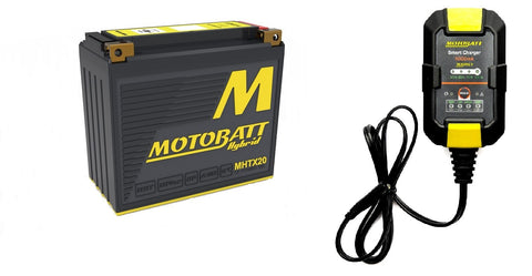 Motobatt Maintenance Charger MBRC1 with MHTX20 Hybrid Lithium Battery