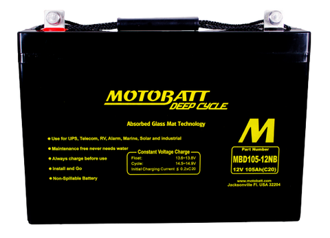 Motobatt MBD10512NB 12V AGM Deep Cycle Battery