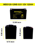 Motobatt MBD12012NB 12V AGM Deep Cycle Battery