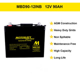 Motobatt MBD9012NB 12V AGM Deep Cycle Battery