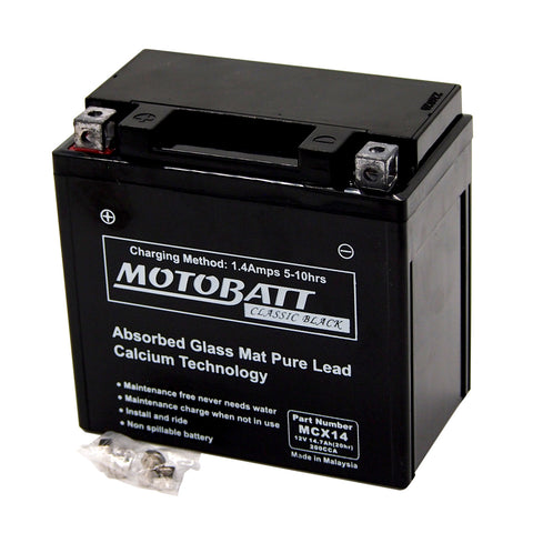 Motobatt MCX14 Battery - Sealed AGM Classic Black