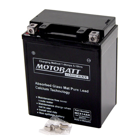 Motobatt MCX14AH Battery - Sealed AGM Classic Black