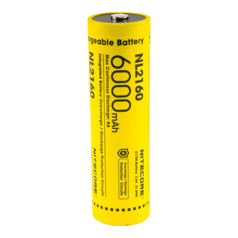 Nitecore NL2160 21700 6000mAh 8A Battery - Protected Button Top