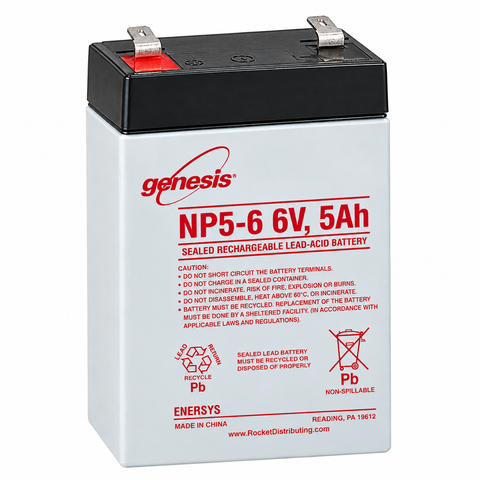 Enersys Genesis NP5-6 Battery - 6 V 5Ah AGM - .187" Terminals