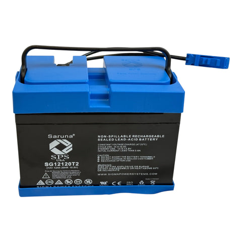 Sigma SG12120WPP 12V 12Ah AGM battery, label and terminal view