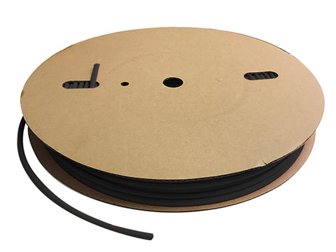 Polyolefin Shrink Tubing - Black .125" - 1/8" Diameter - 500 Feet Per Reel