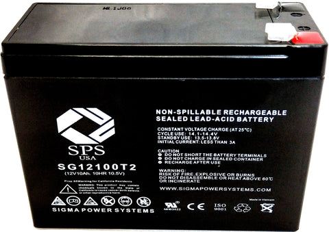 Sigma SG12100T2 12V 10Ah AGM battery, label and terminal view