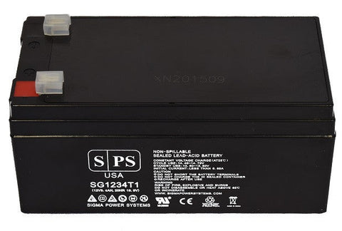 Sigma SG1234T1 12V 3.4Ah AGM battery, label and terminal view