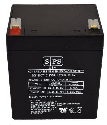 Sigma SG1250T1 12V 5Ah AGM battery, label and terminal view