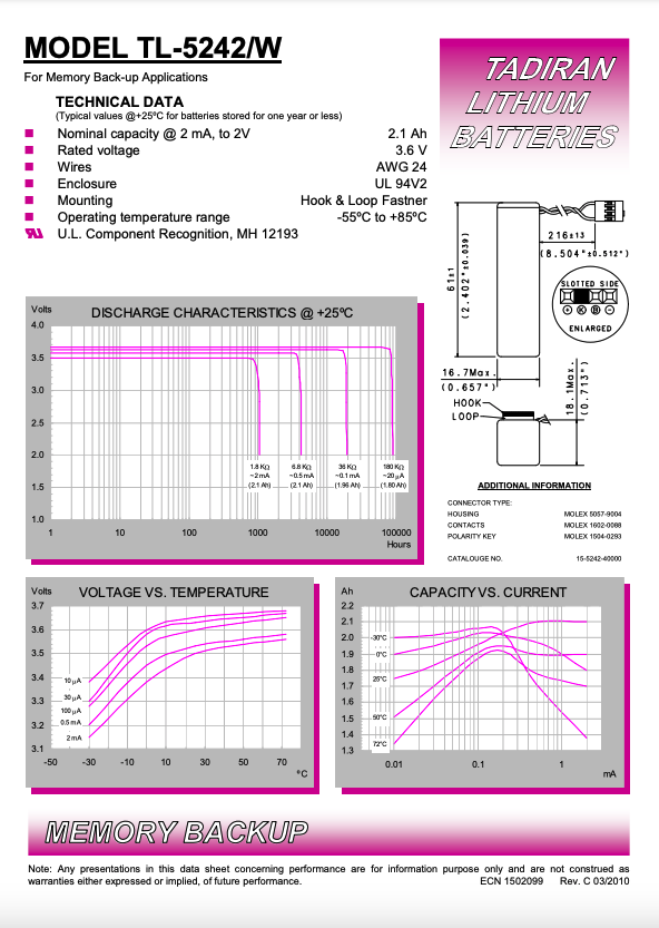 Tadiran TL-5242/W Battery with Connector – RocketDistributing.com