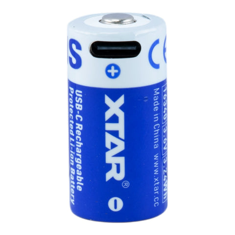 XTAR 16340 900mAh USB-C - Protected Button Top