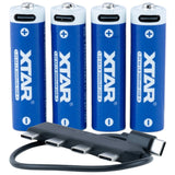 XTAR AA 1.5V LR 3000mAh USB-C Rechargeable Lithium Battery - 4 Pack, product view 4