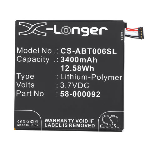 Amazon 26S1006 Battery 3.7V 3400mAh Li-Polymer - Compatible Replacement