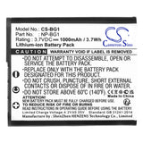 Sony Cyber-Shot DSC-T70 Battery 3.7V 1000mAh - Compatible Replacement