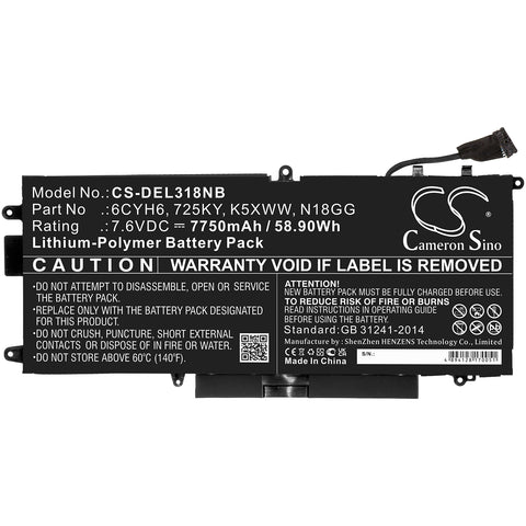 Dell N012L7390-C-D1706FTCN Battery 7.6V 7750mAh - Compatible Replacement