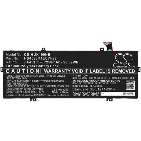 Cameron Sino CS-HUX190NB Battery 7250 mAh Li-Polymer — battery pack