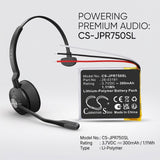 Jabra WHB051HS Battery 3.7V 300mAh - Compatible Replacement
