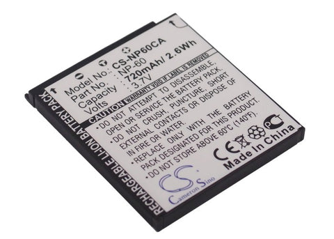 Casio Exilim Zoom EX-Z19 Battery 3.7V 720mAh - Compatible Replacement