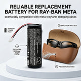 Ray-ban Meta Wayfarer Charging Case Battery 3.7V 2600mAh - Compatible Replacement