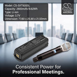 Shure AXT920 Axient Analog Handheld Battery 3.7V 2600mAh - Compatible Replacement