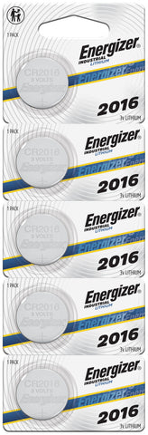 Energizer ECRN2016 lithium coin batteries in a five-cell tear strip; order includes 100 individual batteries