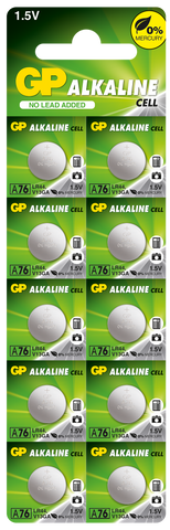 GP Batteries GPPBAA76F012 Button Alkaline tear-strip packaging; offer contains 5000 batteries