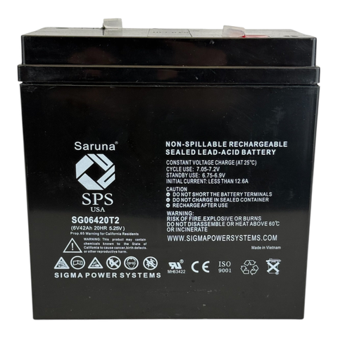 SG06420T2 battery for R&D Batteries 5988-F2, 6V 42Ah compatible replacement
