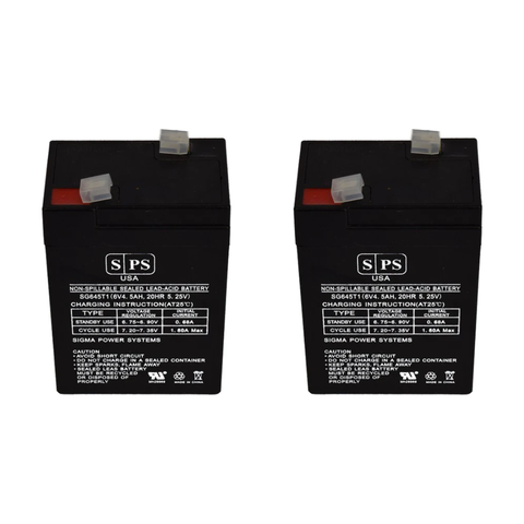 SG645T1 2-pack batteries for Hubbell 1200005, 6V 4.5Ah compatible replacement