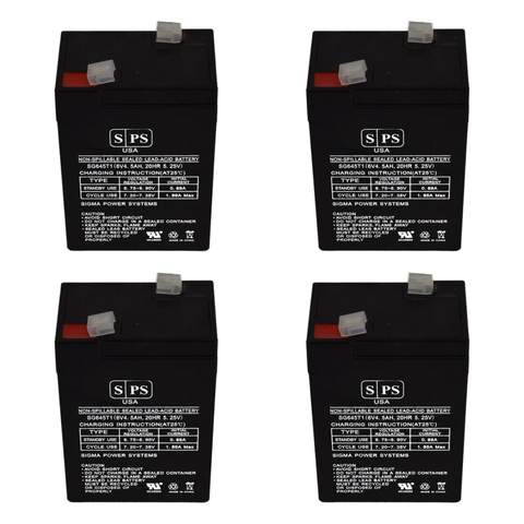 SG645T1 4-pack batteries for Sonnenschein A206-4S, 6V 4.5Ah compatible replacement