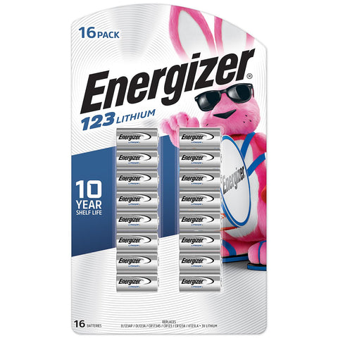 Energizer 123 Lithium Batteries - 3V EL123 (16 Pack)