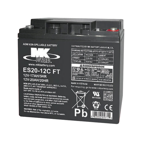 MK ES20-12C FT Battery - 12V 20Ah Sealed AGM