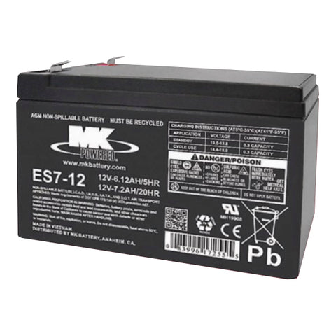 MK ES7-12 Battery - 12V 7Ah Sealed AGM