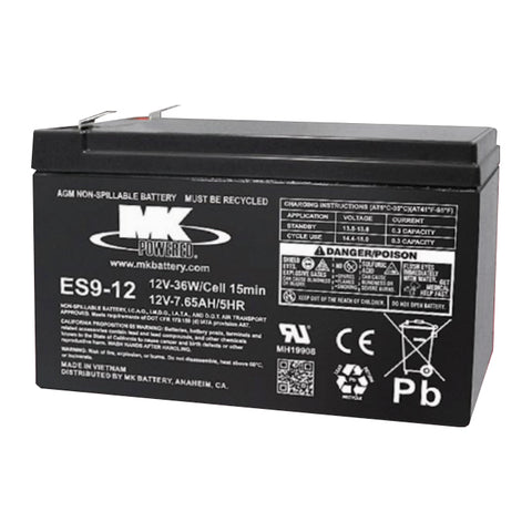 MK ES9-12 Battery - 12V 9Ah Sealed AGM