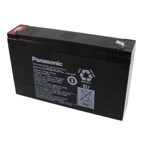 Panasonic LC-R067R2P1 Battery - 6 Volt 7.2 Ah (.250" Terminals)