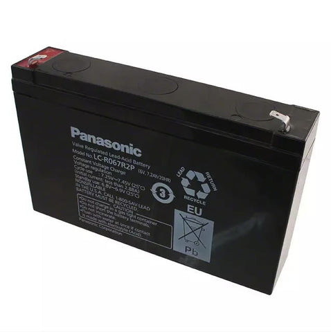 Panasonic LC-R067R2P Battery - 6 Volt 7.2 Ah (.187" Terminals)