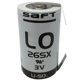 Saft LO26SX-STS Battery - 3V D Cell with Solder Tabs