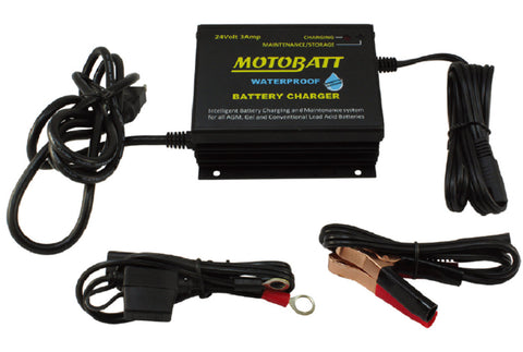 Motobatt MBCPB24-3 Battery Charger - 24V 3A Sealed AGM