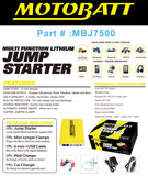Motobatt MBJ7500 Lithium Jump Pack 5V 2A USB LED Safety Light